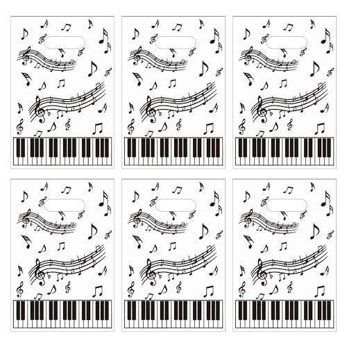 CupaPlay 50PCS Piano Notes Party Decorations Goodie Favor Plastic Bags Piano Notes Theme Party Supplies Decorations Music Birthday Baby Shower Birthday Bag