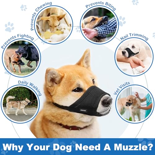 Leigopet 4-NYLON-BLACK-M Dog Muzzle, Soft Muzzle thumb #5