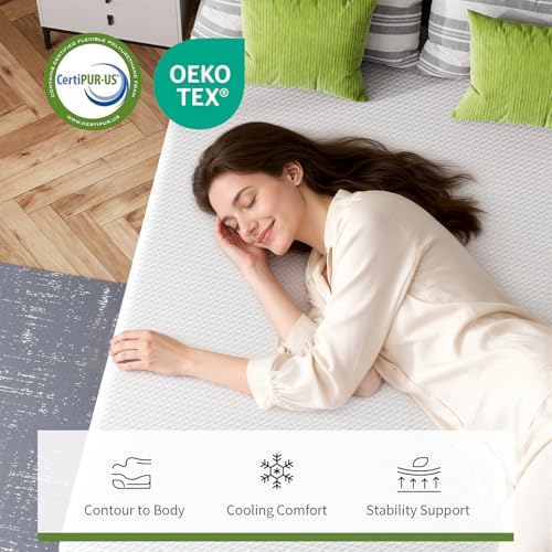 Image of FDW | 5 Inch Twin XL Mattress | Medium Firm | Gel Memory Foam Mattress | White | Bed in a Box, CertiPUR-US Certified | Pressure Relief, Cooling Ventilated Foam | Washable Removable Cover