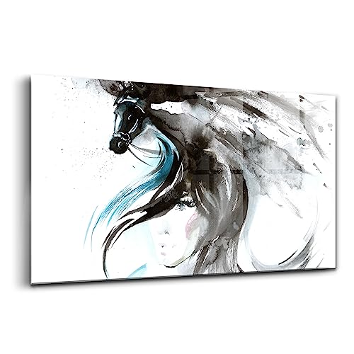Peinture sur verre cheval 100x50cm Wallfluent pour déco moderne