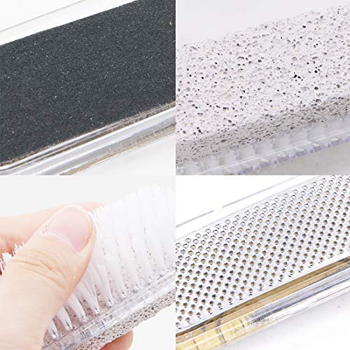 2 Pack Foot File,4 in 1 Foot Care Combines with Pumice Stone Nail Brush Foot Rasp Callus Reducer for Hard Skin Removal - Image 4