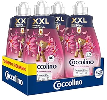 Coccolino Ammorbidente Concentrato Fiori di Tiarè & Frutti Rossi 8 Litri 320 Lavaggi, 4x80 Lavaggi