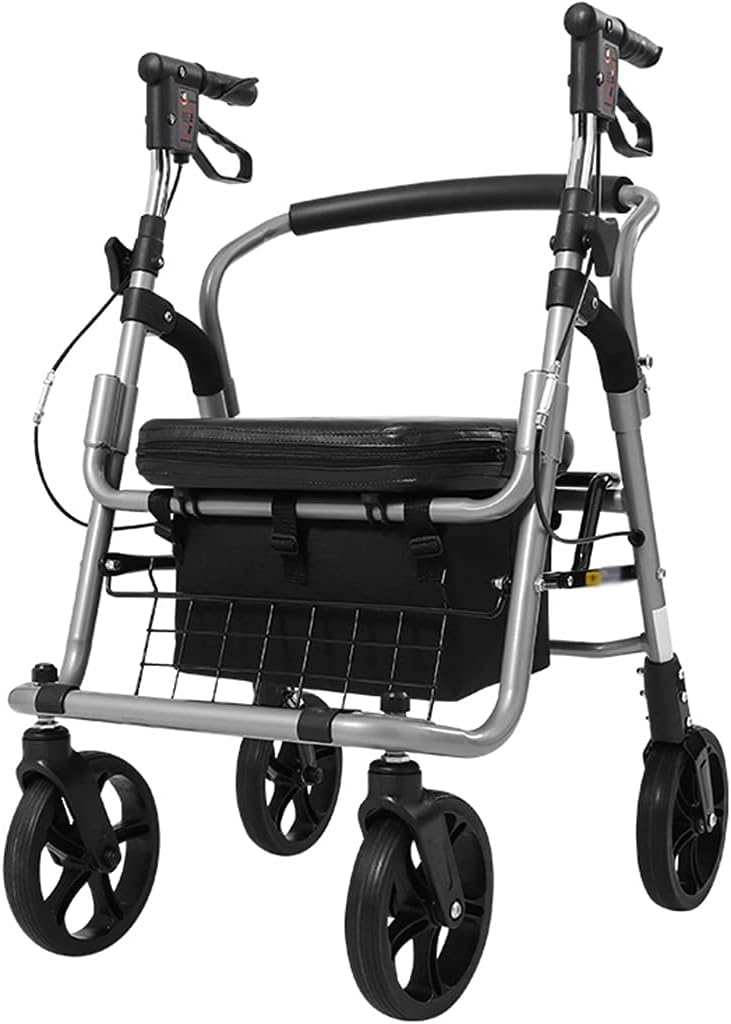 美品◎KMINA Walker 四輪歩行器 杖付き折りたたみチェア付属 歩行 器