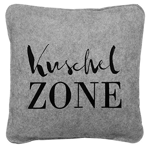 Brandsseller Filzkissen ca. 38 x 38 cm Kuschelzone Dekokissen mit Aufdruck Grau