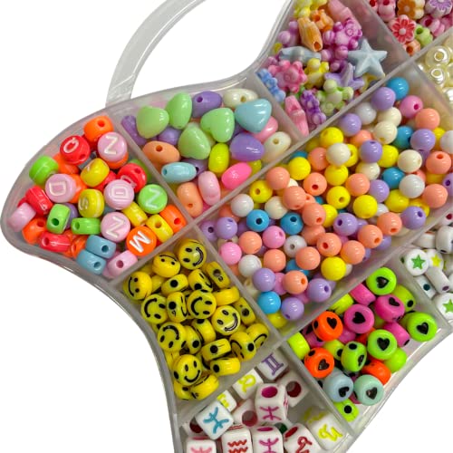 Kit Miçanga Colorida Infantil Para Montar Pulseiras Coloridas Tiara Chaveiro Bijuteria 680pçs