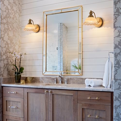 Image of XIEDUN Vanity Light Brass Wall Sconces Vintage 1-Light Bathroom Sconces