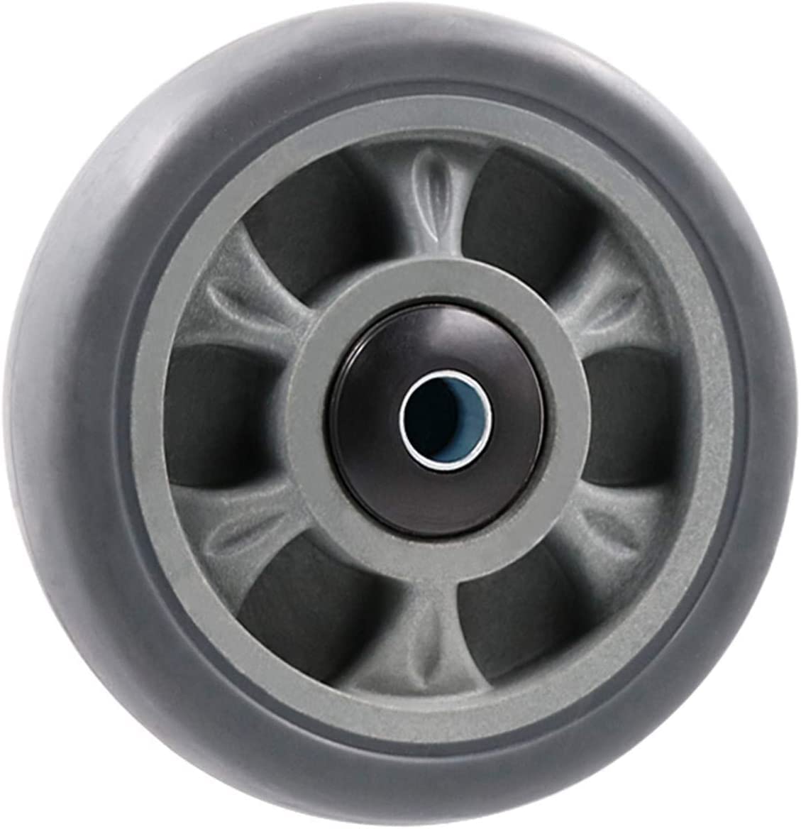 Ruedas giratorias de Alta Resistencia, 4 Unidades, de Goma, industriales, con Freno, vástago M12x30mm, para carros, carretillas y Bancos de Trabajo, Ruedas de Repuesto de 75 mm/3 Pulgadas.