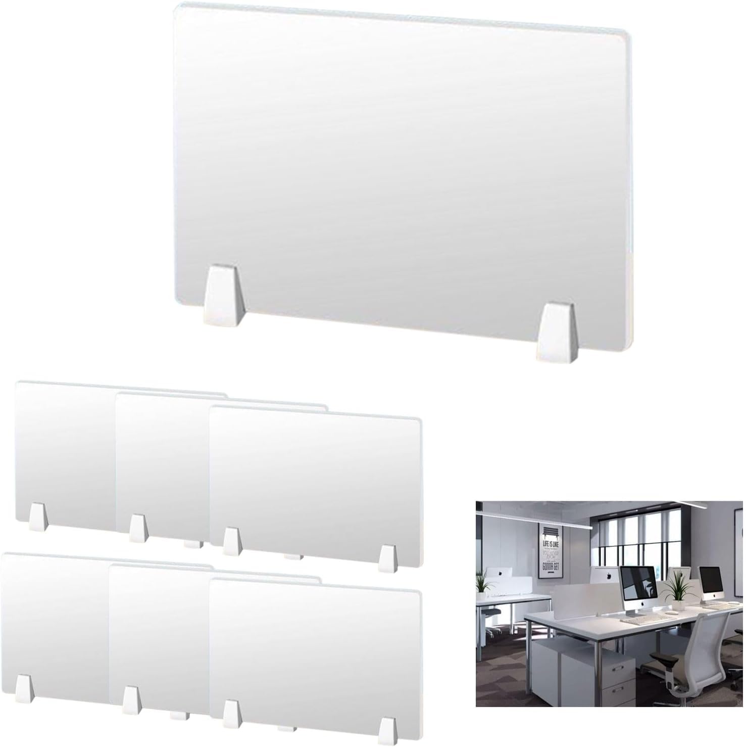 6 Stück Schreibtisch Sichtschutz, 60x40 cm PVC Desktop Sichtschutz, Büro Tischtrennwand, Prüfungs- & Exam Desk Divider, Leicht & Einfache Montage