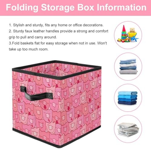 Boîte de rangement en tissu pliable avec poignées pour maison - 4