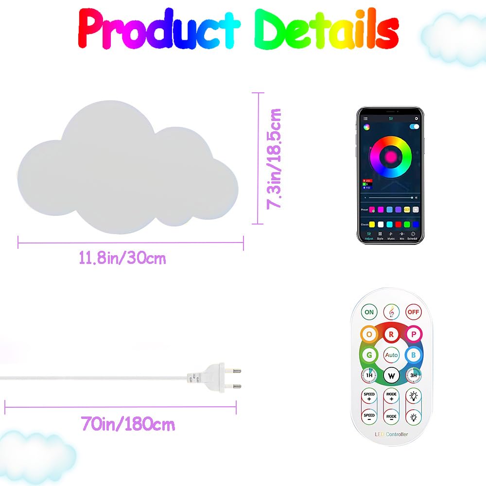 LED Lámpara de Pared RGB Regulable Apliques de Pared con Mando a Distancia y APP Moderna Habitación Infantil Lámpara de Noche con Enchuf para Salón Dormitorio Pasillo Hotel Cambia de Color Iluminación