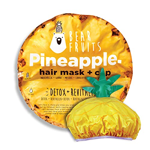 Bear Fruits, Piña, Detox & Revitaliza, Mascarilla Capilar + Gorro De Ducha, 20 ml