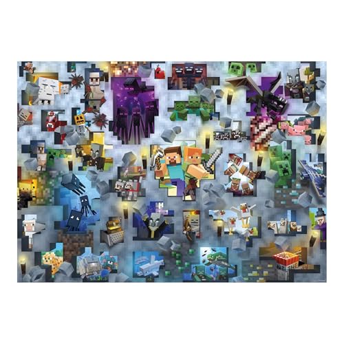 Ravensburger - Puzzle 1000 peças Minecraft | Puzzle Minecraft 70 x 50 cm | 1000 puzzles adultos | quebra-cabeças crianças 14 anos | puzzle 1000 peças de minecraft