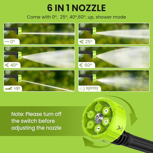 Hidrolimpiadora Bateria, 30 Bar Pistola de Agua a Presión con Cubo Plegable de 22L, 2 Baterías de 3,0 Ah, Boquilla 6 en 1, Hidrolimpiadora Portátil para Coche y Jardín - imagen 3