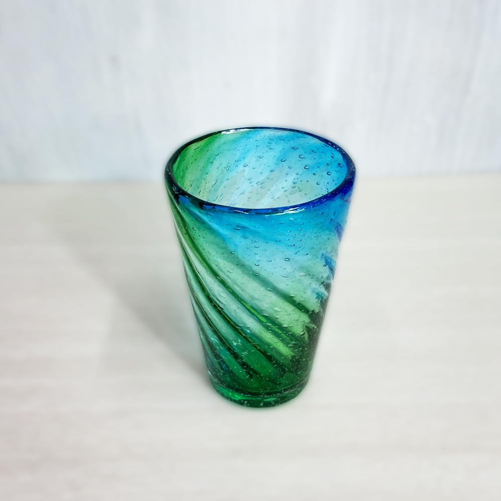 Ryukyu Glass Tumbler, Aqua Green