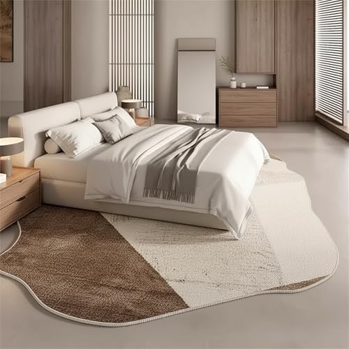 Tapete irregular moderno 10x14 pies marrón beige miniatura 4