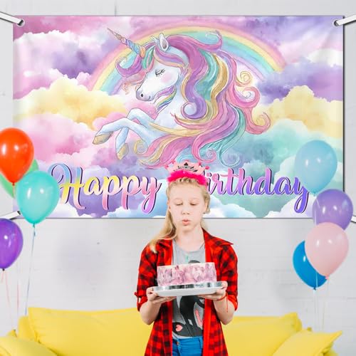 Fondo Unicornio para Fiesta de Cumpleaños 180x110 cm miniatura 6