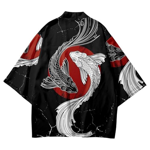 Image of Women's and Men Cardigan Jackets Lightweight Long Sleeves Japanese Kimono Casual Open Front Coat