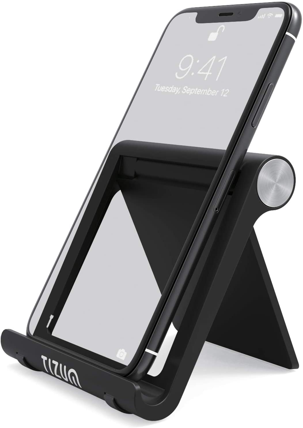 Tizum Foldable Tablet/Mobile Phone Tabletop Stand with Angle Adjustments, Anti-Slip Pads, Cradle, Dock Compatible for iPad, Tablets, Smartphones, Kindle with Screen up to 10-Inch (Black) (B08PVFLJMZ) Amazon Price History, Amazon Price Tracker