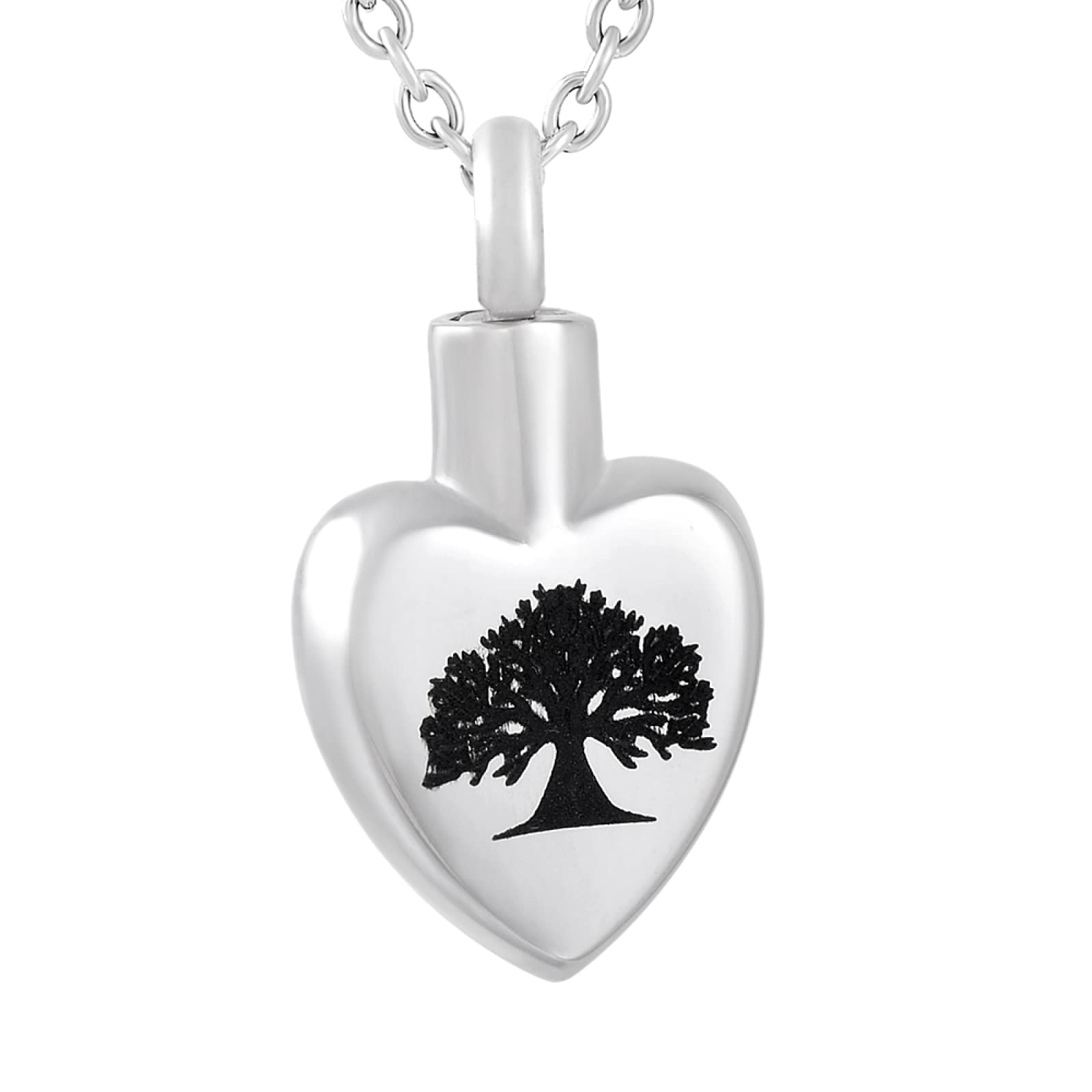 Collana Con Ciondolo Portacenere A Forma Di Albero Della Vita E Cuore Rosa - Gioielli Ricordo In Acciaio Inox Per Ceneri Di Cremazione, Regalo Commemorativo Personalizzabile - 2