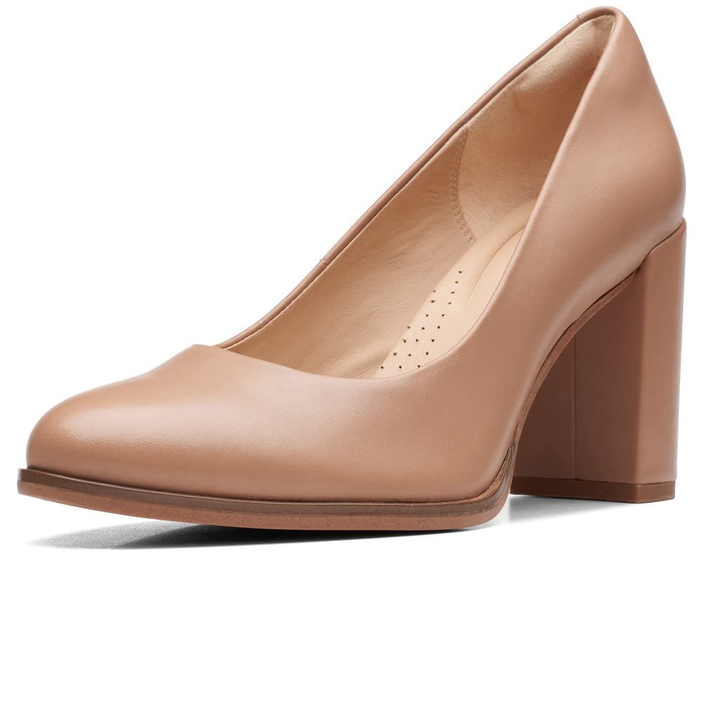 Clarks Women's Freva85 CourtPump, Praline Leather, 39.5 EU