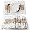 Fexia Boho Placemats Set of 6, Macrame Table Decor and Farmhouse Style Placemats Natural Cotton Burlap, for Dining Table Kitchen