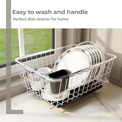 Lifelong Kitchen Organizer Stainless Steel Drying Rack -Vessel,Dish,Utensil Drainer Basket with Drip Tray, Suitable for All Utensils, Crockery, Plates & Curved Dish   with Spoon Holder -Over Sink Bartan Stand - Image 4 thumbnail