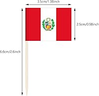 Vista 2 de Paquete de 100 banderas de Perú para palillos de dientes, palillos para cóctel, mini palitos decorativos para cupcakes, selecciones del país