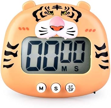 Digtal Kitchen Timer,Timer for Kids,Cute Portable Desk Timer for Cooking,Oven,Baking,Classroom Tiger
