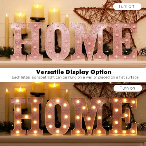 Image of Small Led Marquee Letters, Light Up Letters, 8.58 Inch Led Letter Lights, Battery Powered Lighted Sign for Table, Party, Birthday, Christmas Decor (Pink Glitter, Letter C)