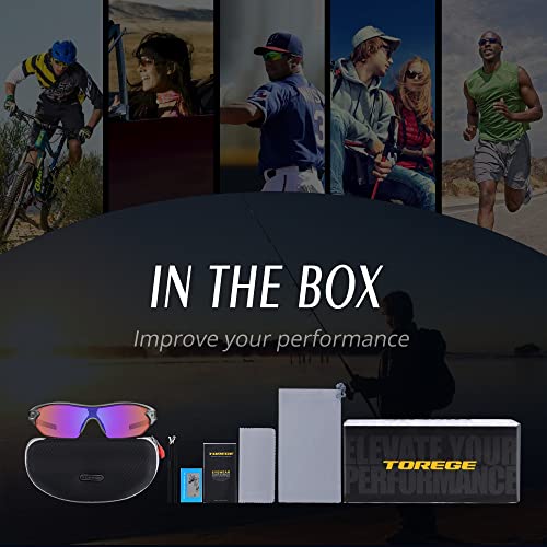 TOREGE Polarized Sports Sunglasses for Men Women Cycling Running Driving Fishing Golf Baseball Glasses TR02 Upgraded(Bright Gray&Gray&Light Red Lens) - Thumbnail 6