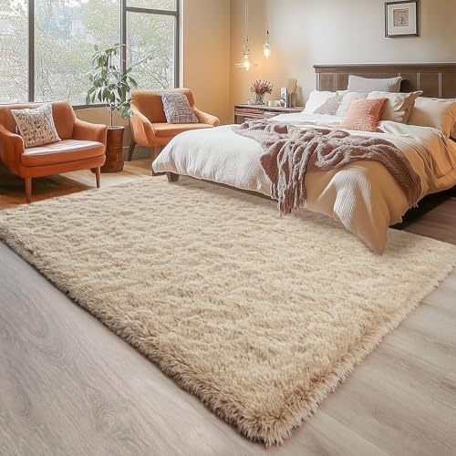 Image of 4x6 feet Soft Area Rug for Living Room and Bedroom, Modern Indoor Floor Carpet with Non-Slip Backing, Comfortable Decorative Home Decor Rug, Easy Clean & Durable- (Beige, Rectangular)