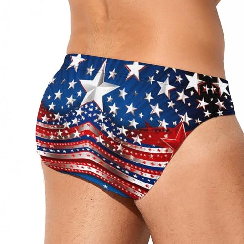 Independence Day U.S. Stars Men's Swim Briefs Sexy Bikini Swimsuit Beach Shorts Underwear Low Waist3