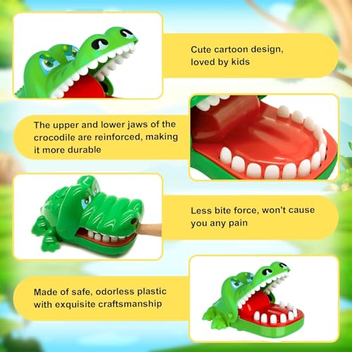 Camilife Krokodil Spiel Croco Doc Spiel Spielzeug Krokodil Zähne,Action Geschicklichkeit für Familienspiel, Teste Dein Glück, für Kinder, Familienspiel, Partyspiel (Grün-S)