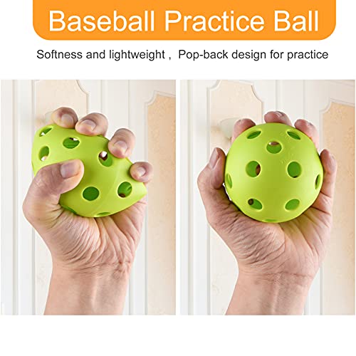 Coopay 14 Pack Baseball Practice Baseballs Plastic Hollow Airflow Soft Balls For Hitting, Baseball Training Indoor Outdoor Use (Green) #TOP2