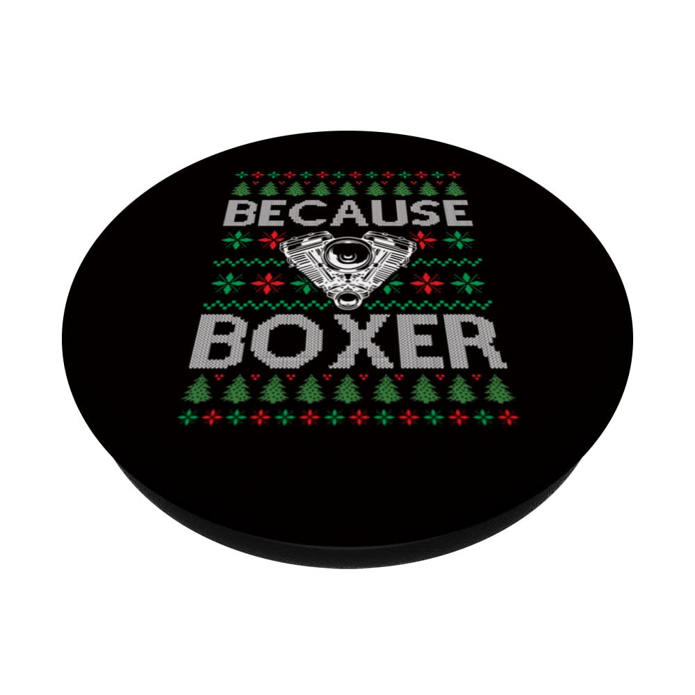 Mechanic V8 Engine Car Tuning Ugly Christmas - Because Boxer PopSockets Swappable PopGrip, Black - Image 2