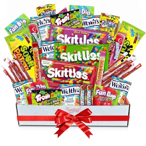 Assorted Candy Box - 41 Piece Gift Basket - Treat Boxes for College Students Office & Family - Ultimate Birthday Gifts for Men Women & Teens - Candy Box Gift Set