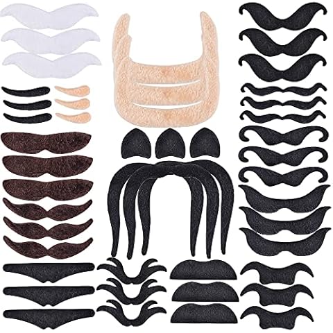 YODJEW 48 PCS Fake Mustaches - Self Adhesive Novelty Mustache Party Supplies , Halloween Christmas Fancy Costume Fake Mustaches Stickers Set for Masquerade Party Cover