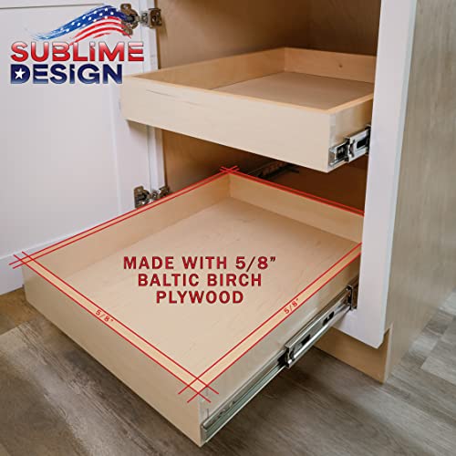 Sublime Design | Pull Out Tray | Bottom Mount | Baltic Birch Kitchen Cabinet Drawer | Slide Out Shelves | Roll Out Cabinet Organizer (23" Wide) #TOP5
