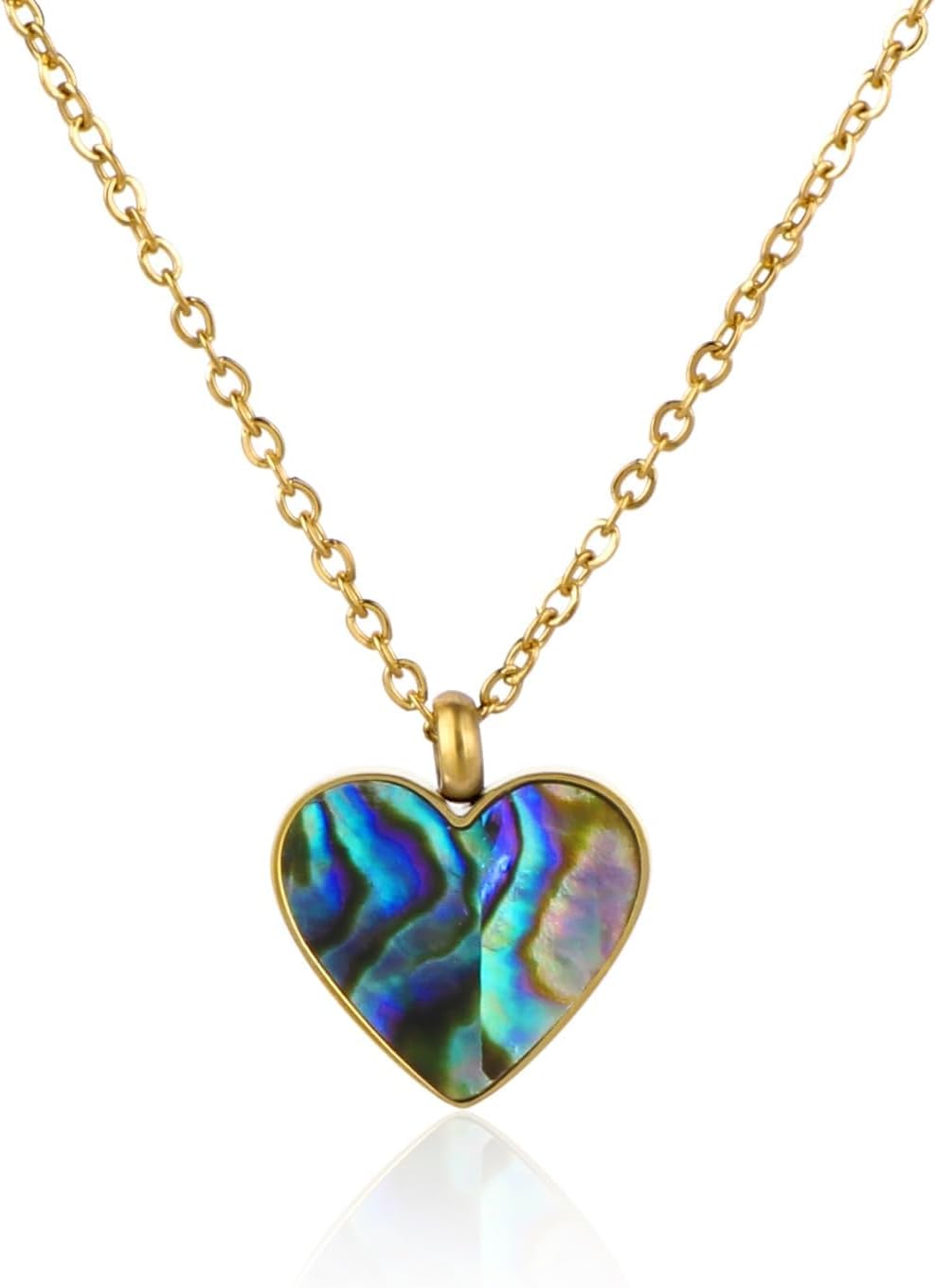 Heart Natural Stone Necklace for Women 18k Gold Electroplated Love Malachite Abalone Pendant Heart Jewelry Birthday Christmas Gifts for Mother Wife