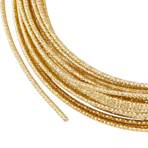 BENECREAT Alambre de aluminio con textura dorada de 10 m, calibre 12, 2 mm, para hacer adornos y joyas de perlas