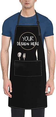 Miniatura 2 de Delantal unisex con babero ajustable personalizado para hombres y mujeres, delantales de cocina personalizados para fotos, 33 x 28 pulgadas