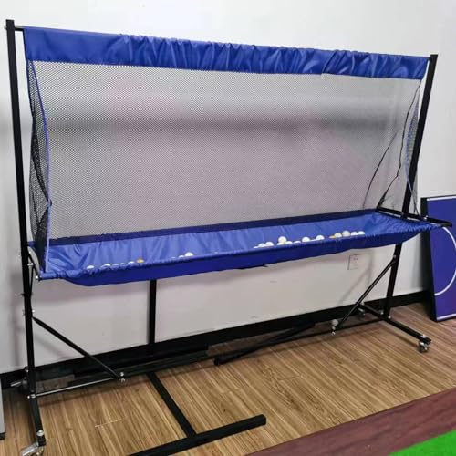 Adults & Kids Training Table Tennis Ball Catcher Net, Movable Ping Pong Practice Collection System for Ball Shooters Multi-Ball Drills and Serve Practice, Metal Frame Recycle Catching Equipment