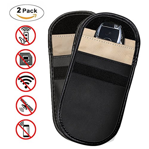 Estuche bloqueador de señal de llave para coche,SUAVER Fob Protector,Bolsa de bloqueo de señal antitheft bloqueo dispositivos,privacidad seguridad WiFi/GSM/LTE/NFC/RFID Bloqueador(2pcs)