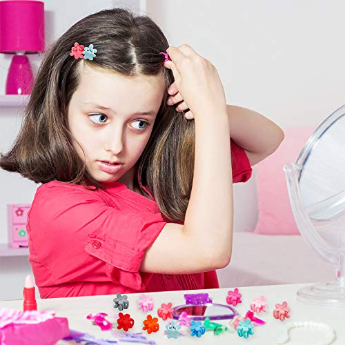 50 Pcs Colorful Mini Hair Claw Small Hair Clips Clamps Hair Accessories For Girls Baby Toddler Girls Decorative Bun Tiny Hair Clips, Assorted Colors (Floral) #TOP6