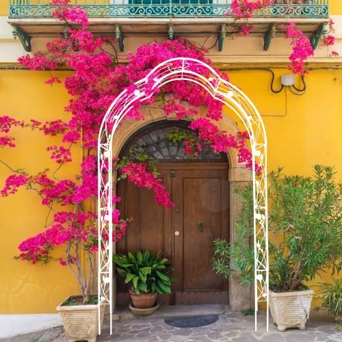 Metal Garden Arch W74.4'' x H98.4'' Garden Arbor Trellis Climbing Plants Support Rose Arch Outdoor Arch Outdoor Lawn Backyard Patio Wedding Party Ceremony,Assemble Freely (black2)