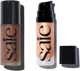 Radiant Glow Duo - Dew Bronze Soft-Focus Liquid Bronzer in Stinson (0.4 oz) & Mini Glowy Super Gel Lightweight Illuminator in Sunglow (0.5 oz), Hydrating Makeup Essentials for a Sun-Kissed Glow