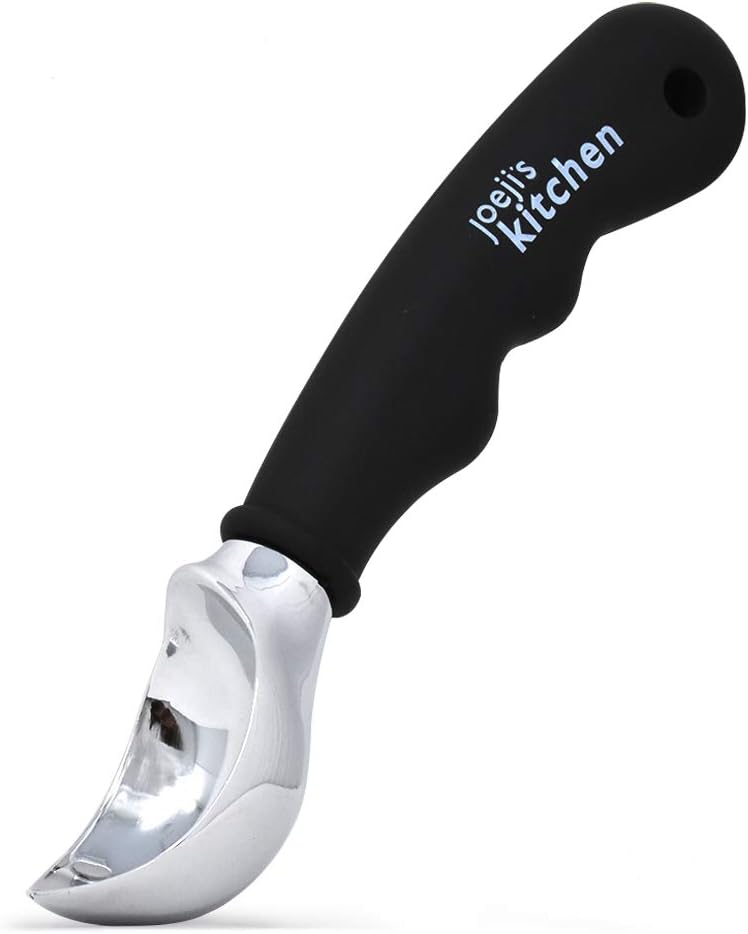 Joeji's Kitchen Professional Stainless Steel Ice Cream Scoop - Non-Slip Handle - Black