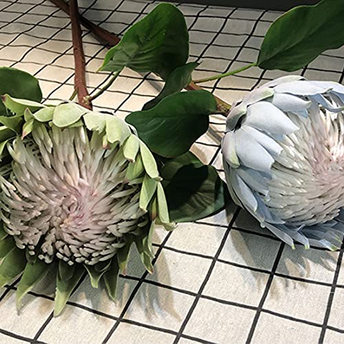 Smljfo 3Pcs Artificial Flowers Fake Protea Cynaroides Single Stem Tropical Flowers King Protea Silk Flower Bridal Bouquet Flower Arrangements Decor/Blue #TOP4