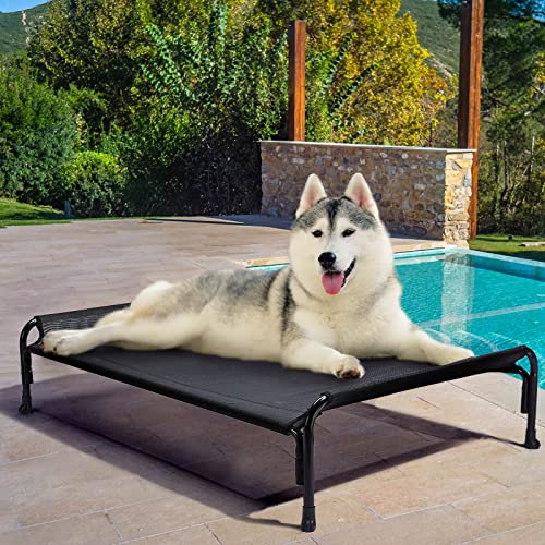 Veehoo Elevated Dog Bed, Outdoor Raised Dog Cots Bed For Large Dogs, Cooling Camping Elevated Pet Bed With Slope Headrest For Indoor And Outdoor, Washable Breathable, X-Large, Black, Cwc2204 #TOP7