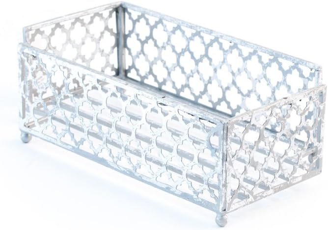 Boston International Celebrate The Home Tangier Trellis Guest Towel Holder Caddy, 8.75 x 4.75-Inches, Silver Foil